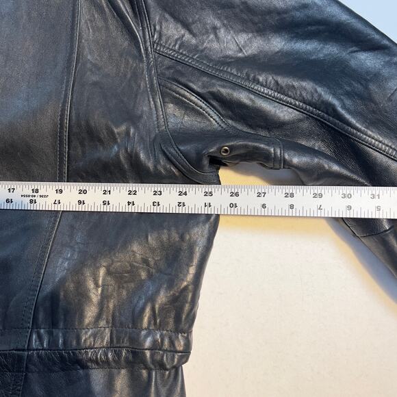 Colebrook Co. Lined Leather Coat Men's Large Drawstring Waist Cinch Zip & Snap - Picture 13 of 16